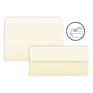 100 Brief-Umschläge DIN Lang - Vanille (Creme) - 110 g/m² - 11 x 22 cm - sehr formstabil - Haftklebung - Qualitätsmarke: FarbenFroh by GUSTAV NEUSER