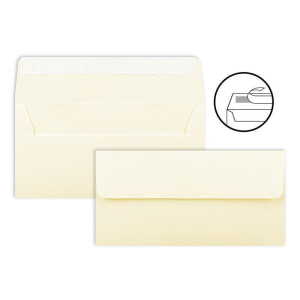 25 Brief-Umschläge DIN Lang - Vanille (Creme) - 110 g/m² - 11 x 22 cm - sehr formstabil - Haftklebung - Qualitätsmarke: FarbenFroh by GUSTAV NEUSER