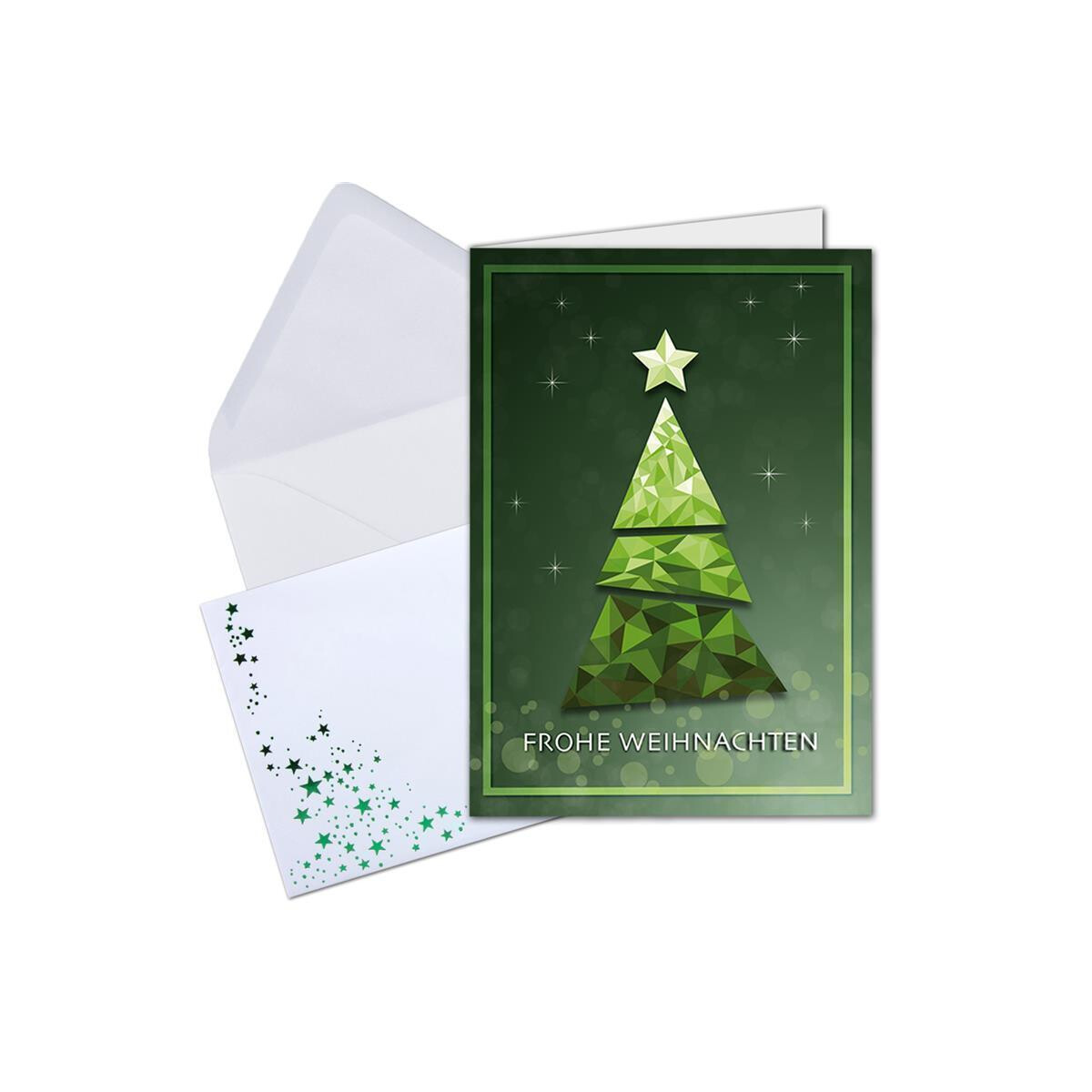 20x Weihnachtskarten-Set DIN A6 mit grünem...