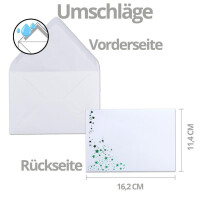 20x Weihnachtskarten-Set DIN A6 mit grünem Weihnachtsbaum in Glasmosaik-Optik - Faltkarten mit Umschlägen DIN C6 in Weiß mit grünen Sternen - Weihnachtsgrüße für Firmen und Privat