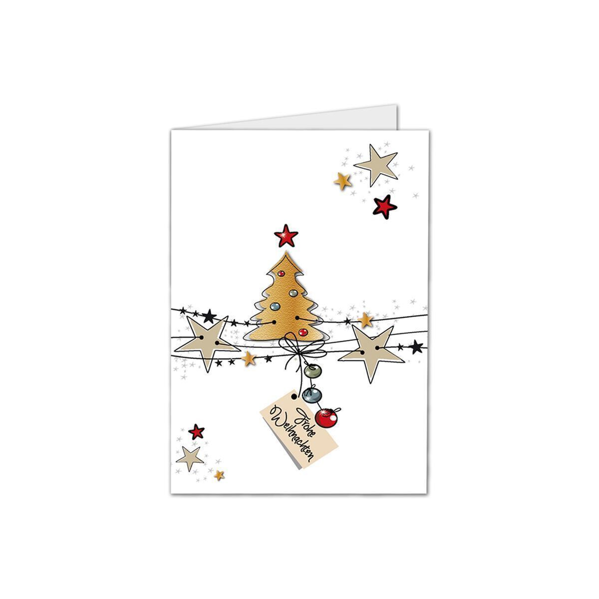 10x Weihnachtskarte DIN A6 in Weiß mit...