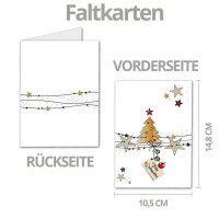 10x Weihnachtskarte DIN A6 in Weiß mit Weihnachtsbaum und Sternen - Faltkarten mit Weihnachtsmotiv - 10,5 x 14,8 cm - Weihnachtsgrüße für Firmen und Privat