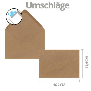 20x Weihnachtskarten-Set DIN A6 in modernem Design mit Punkten - Faltkarten mit Umschlägen DIN C6 in Kraftpapier Sandbraun mit Nassklebung - Weihnachtsgrüße für Firmen und Privat