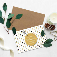 20x Weihnachtskarten-Set DIN A6 in modernem Design mit Punkten - Faltkarten mit Umschlägen DIN C6 in Kraftpapier Sandbraun mit Nassklebung - Weihnachtsgrüße für Firmen und Privat