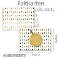 20x Weihnachtskarten-Set DIN A6 in modernem Design mit Punkten - Faltkarten mit Umschlägen DIN C6 in Kraftpapier Sandbraun mit Nassklebung - Weihnachtsgrüße für Firmen und Privat