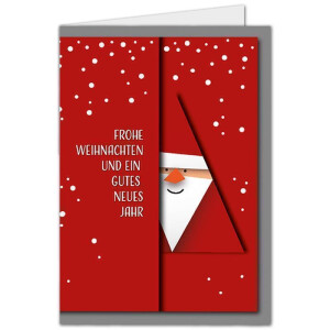 30x Weihnachtskarte DIN A6 mit rotem Weihnachtsmann Motiv - Faltkarten mit Weihnachtsmotiv - 10,5 x 14,8 cm - Weihnachtsgrüße für Firmen und Privat