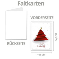 20x Weihnachtskarten-Set DIN A6 in Weiß mit  rotem Design Weihnachtsbaum - Faltkarten mit passenden Umschlägen DIN C6 Hochweiß mit Haftklebung - Weihnachtsgrüße für Firmen und Privat