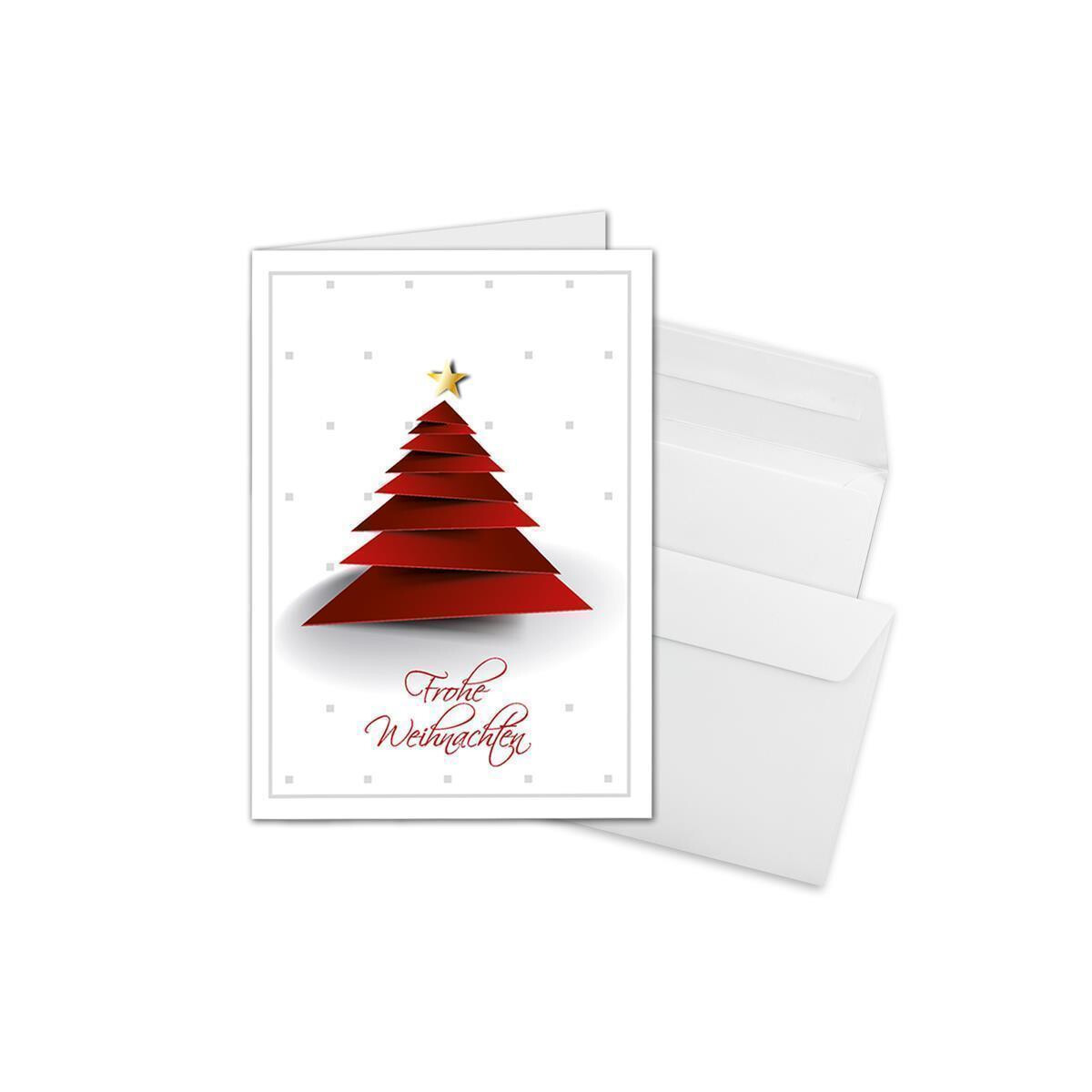 30x Weihnachtskarten-Set DIN A6 in Weiß mit  rotem...