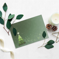 50x Briefumschläge DIN C6 in Grün mit Weihnachtsbaum in Glasmosaik-Optik - Haftklebung mit Abziehstreifen - 114 x 162 mm - 80 g/m² - Weihnachtsumschläge mit Motiv für Firmen und Privat