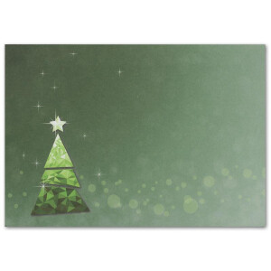 100x Briefumschläge DIN C6 in Grün mit Weihnachtsbaum in Glasmosaik-Optik - Haftklebung mit Abziehstreifen - 114 x 162 mm - 80 g/m² - Weihnachtsumschläge mit Motiv für Firmen und Privat