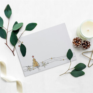 500x Briefumschläge DIN C6 in Weiß mit Weihnachtsbaum und Sternen - Haftklebung mit Abziehstreifen - 114 x 162 mm - 80 g/m² - Weihnachtsumschläge mit Motiv für Firmen und Privat