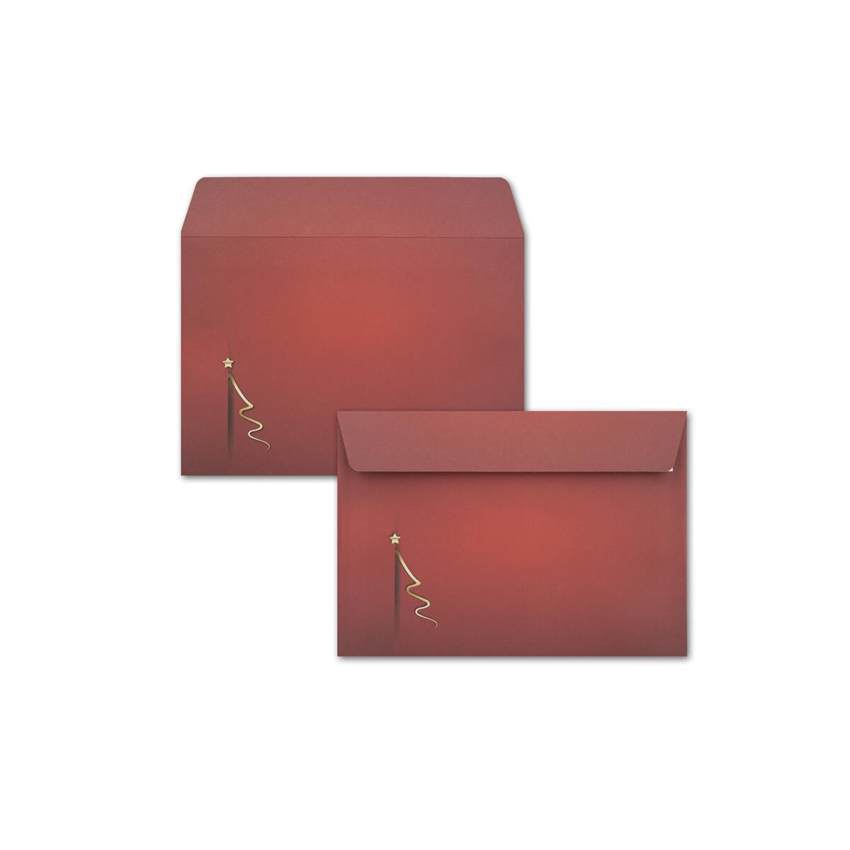 100x Briefumschläge DIN C6 in Rot mit goldenem...