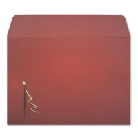 100x Briefumschläge DIN C6 in Rot mit goldenem Weihnachtsbaum - Haftklebung mit Abziehstreifen - 114 x 162 mm - 80 g/m² - Weihnachtsumschläge mit Motiv für Firmen und Privat