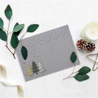 50x Briefumschläge DIN C6 in Grau mit Weihnachtsbäumen in Scratch-Optik - Haftklebung mit Abziehstreifen - 114 x 162 mm - 80 g/m² - Weihnachtsumschläge mit Motiv für Firmen und Privat