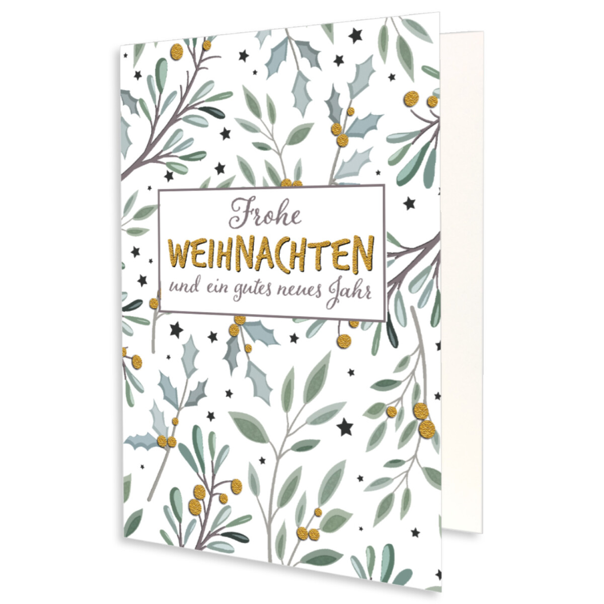 10x Weihnachtskarte DIN A6 in Weiß mit Eukalyptus-...