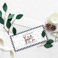 50x Weihnachtskarten-Set DIN Lang in Weiß mit Weihnachtsfiguren und Text - Faltkarten mit passenden Umschlägen DIN Lang Hochweiß mit Haftklebung - Weihnachtsgrüße für Firmen und Privat