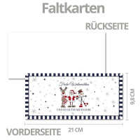 50x Weihnachtskarten-Set DIN Lang in Weiß mit Weihnachtsfiguren und Text - Faltkarten mit passenden Umschlägen DIN Lang Hochweiß mit Haftklebung - Weihnachtsgrüße für Firmen und Privat