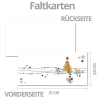 75x Weihnachtskarten-Set DIN Lang in Weiß mit Weihnachtsbaum und Sternen - Faltkarten mit passenden Umschlägen DIN Lang Hochweiß mit Haftklebung - Weihnachtsgrüße für Firmen und Privat