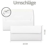 75x Weihnachtskarten-Set DIN Lang in Weiß mit Weihnachtsbaum und Sternen - Faltkarten mit passenden Umschlägen DIN Lang Hochweiß mit Haftklebung - Weihnachtsgrüße für Firmen und Privat