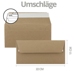 20x Weihnachtskarten-Set DIN Lang in Weiß mit Weihnachtsbaum und Sternen - Faltkarten mit Umschlägen DIN Lang Kraftpapier Sandbraun mit Haftklebung - Weihnachtsgrüße für Firmen und Privat