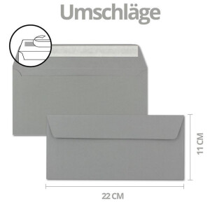 20x Weihnachtskarten-Set DIN Lang in Weiß mit Weihnachtsbaum und Sternen - Faltkarten mit Umschlägen DIN Lang Grau mit Haftklebung - Weihnachtsgrüße für Firmen und Privat