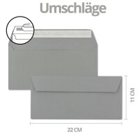 20x Weihnachtskarten-Set DIN Lang in Weiß mit Weihnachtsbaum und Sternen - Faltkarten mit Umschlägen DIN Lang Grau mit Haftklebung - Weihnachtsgrüße für Firmen und Privat