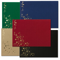 100x Weihnachts-Briefumschläge - DIN B6 - mit Gold-Metallic geprägtem Sternenregen - Farbenmix 10 - je Farbe 20 Stück - Nassklebung - 125 x 175 mm