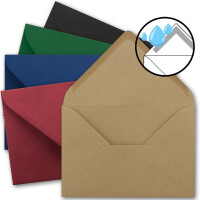 25x Weihnachts-Briefumschläge - DIN B6 - mit Gold-Metallic geprägtem Sternenregen - Farbenmix 10 - je Farbe 5 Stück - Nassklebung - 125 x 175 mm