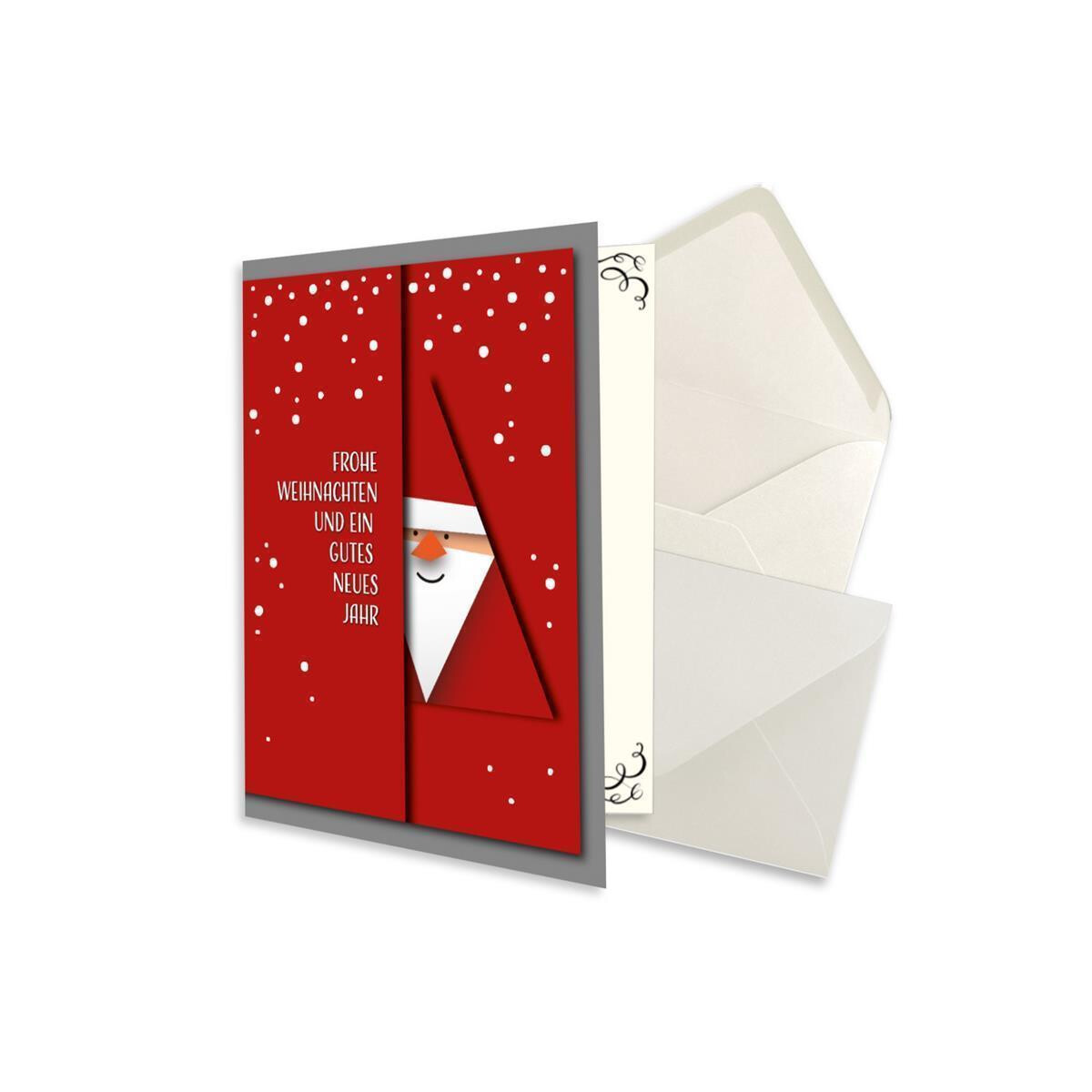 25x kleines Weihnachtskarten-Set DIN A7 mit rotem...