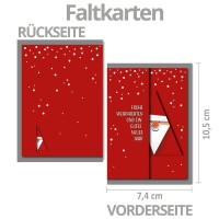 50x kleines Weihnachtskarten-Set DIN A7 mit rotem Weihnachtsmann Motiv - Faltkarten mit Umschlägen DIN C7 Dunkelgrau mit Nassklebung - Weihnachtsgrüße für Firmen und Privat