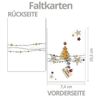 25x kleines Weihnachtskarten-Set DIN A7 in Weiß mit Weihnachtsbaum und Sternen - Faltkarten mit passenden Umschlägen DIN C7 Naturweiß mit Nassklebung - Weihnachtsgrüße für Firmen und Privat
