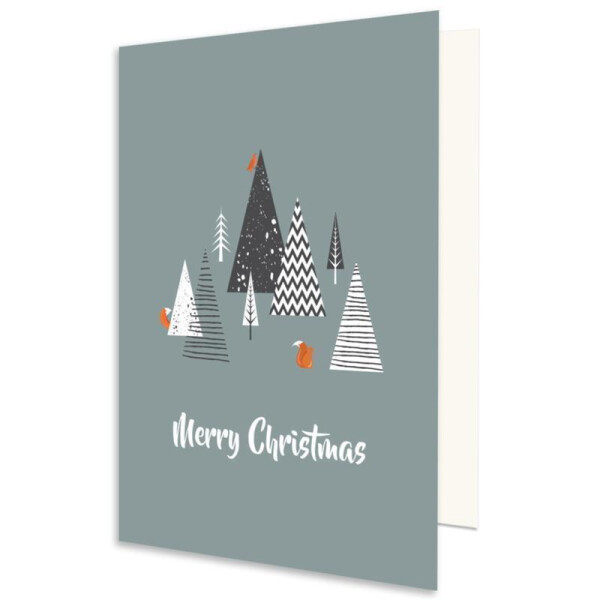 918-A6-2105-p WK A6 Blau - mit Weihnachtsbäumen und Text -