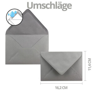 20x nachhaltiges Weihnachtskarten-Set DIN A6 in Blau mit Weihnachtsbäumen und Text - Faltkarten mit Umschlägen DIN C6 Dunkelgrau (Grau) mit Nassklebung - Weihnachtsgrüße für Firmen und Privat