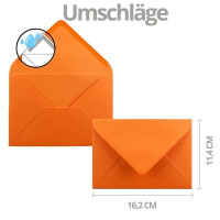 20x nachhaltiges Weihnachtskarten-Set DIN A6 in Blau mit Weihnachtsbäumen und Text - Faltkarten mit Umschlägen DIN C6 in Orange mit Nassklebung - Weihnachtsgrüße für Firmen und Privat