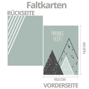 20x nachhaltiges Weihnachtskarten-Set DIN A6 in Blau mit Weihnachtsbäumen und Text - Faltkarten mit passenden Umschlägen DIN C6 Blau mit Haftklebung - Weihnachtsgrüße für Firmen und Privat