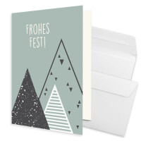 20x nachhaltiges Weihnachtskarten-Set DIN A6 in Blau mit Weihnachtsbäumen und Text - Faltkarten mit passenden Umschlägen DIN C6 Blau mit Haftklebung - Weihnachtsgrüße für Firmen und Privat