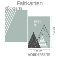 20x nachhaltiges Weihnachtskarten-Set DIN A6 in Blau mit Weihnachtsbäumen und Text - Faltkarten mit passenden Umschlägen DIN C6 Blau mit Haftklebung - Weihnachtsgrüße für Firmen und Privat