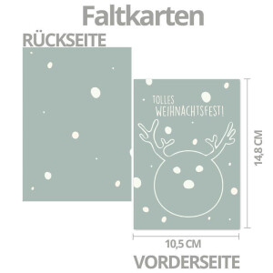 10x nachhaltiges Weihnachtskarten-Set DIN A6 in Blau mit Rentier und Text - Faltkarten mit Umschlägen DIN C6 Dunkelgrau (Grau) mit Nassklebung - Weihnachtskarten für Firmen und Privat