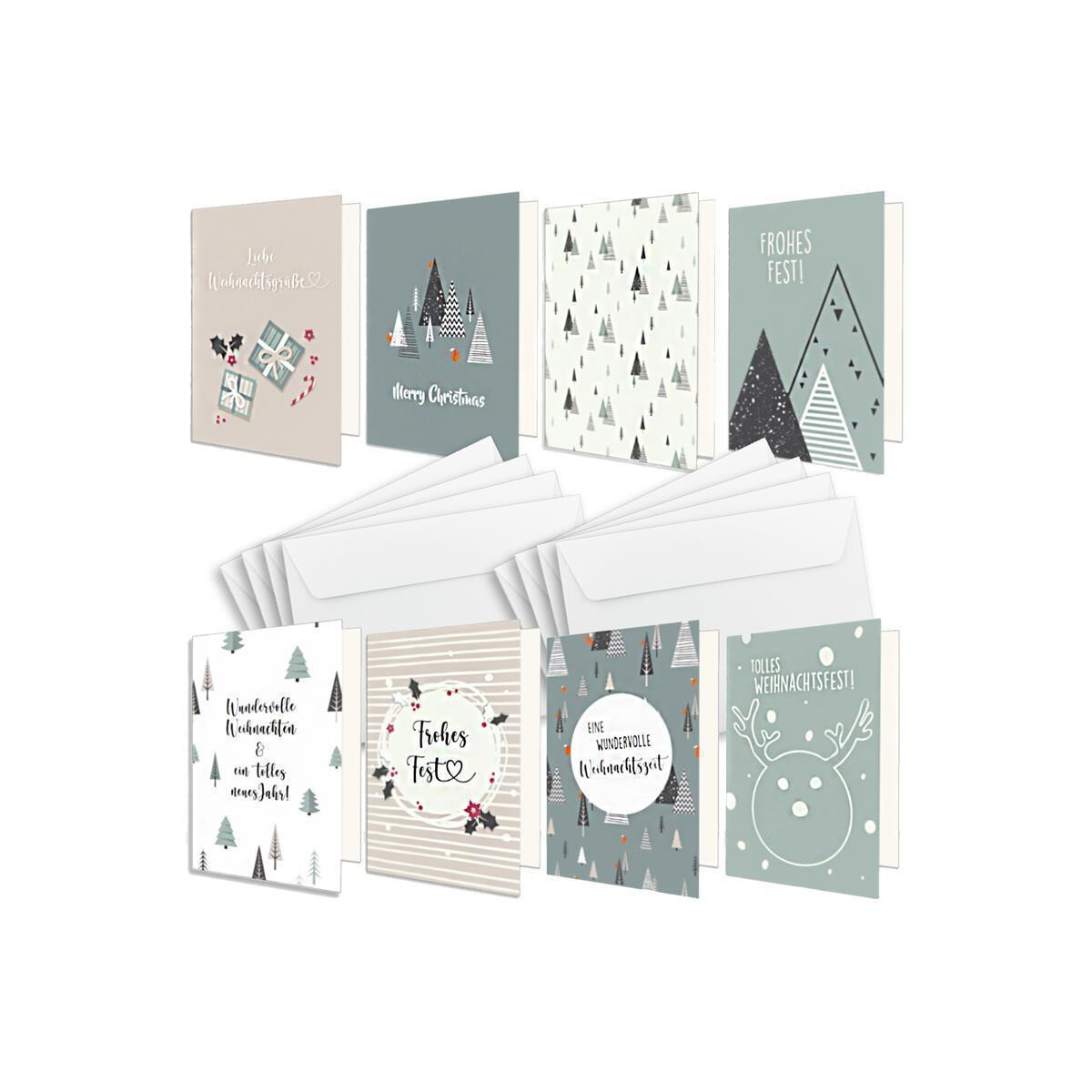 Weihnachtskarten Set DIN A6 - Mix mit Weihnachtsmotiv - 8...