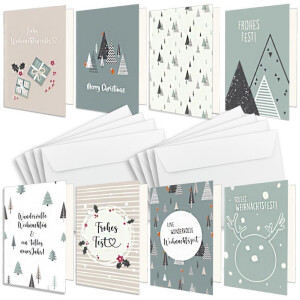 Weihnachtskarten Set DIN A6 - Mix mit Weihnachtsmotiv - 8 Stück