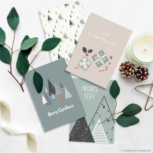 Weihnachtskarten Set DIN A6 - Mix mit Weihnachtsmotiv - 8 Stück