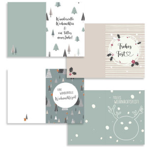 Weihnachtskarten Set DIN A6 - Mix mit Weihnachtsmotiv - 8 Stück