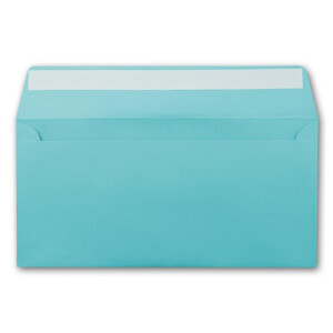 50 Brief-Umschläge DIN Lang - Türkis (Blau) - 110 g/m² - 11 x 22 cm - sehr formstabil - Haftklebung - Qualitätsmarke: FarbenFroh by GUSTAV NEUSER