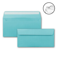 150 Brief-Umschläge DIN Lang - Türkis (Blau) - 110 g/m² - 11 x 22 cm - sehr formstabil - Haftklebung - Qualitätsmarke: FarbenFroh by GUSTAV NEUSER