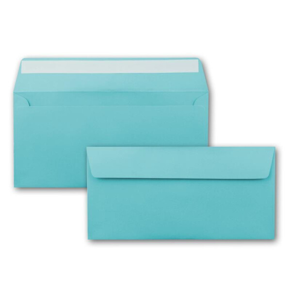 25 Brief-Umschläge DIN Lang - Türkis (Blau) - 110 g/m² - 11 x 22 cm - sehr formstabil - Haftklebung - Qualitätsmarke: FarbenFroh by GUSTAV NEUSER