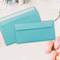 25 Brief-Umschläge DIN Lang - Türkis (Blau) - 110 g/m² - 11 x 22 cm - sehr formstabil - Haftklebung - Qualitätsmarke: FarbenFroh by GUSTAV NEUSER
