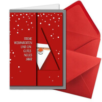 25 XL Weihnachtskarten-Set DIN A5 mit rotem Weihnachtsmann Motiv - Faltkarten mit Umschlägen DIN C5 Rot mit Nassklebung - Weihnachtsgrüße für Firmen und Privat