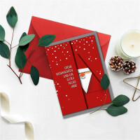 25 XL Weihnachtskarten-Set DIN A5 mit rotem Weihnachtsmann Motiv - Faltkarten mit Umschlägen DIN C5 Rot mit Nassklebung - Weihnachtsgrüße für Firmen und Privat