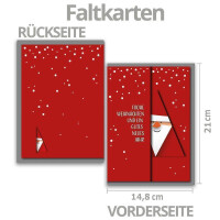25 XL Weihnachtskarten-Set DIN A5 mit rotem Weihnachtsmann Motiv - Faltkarten mit Umschlägen DIN C5 Rot mit Nassklebung - Weihnachtsgrüße für Firmen und Privat