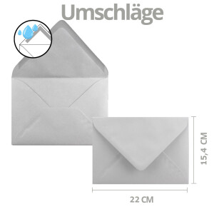 100 XL Weihnachtskarten-Set DIN A5 mit goldenem Weihnachtsbaum aus Sternen - Faltkarten mit passenden Umschlägen DIN C5 Hellgrau mit Nassklebung - Weihnachtsgrüße für Firmen und Privat